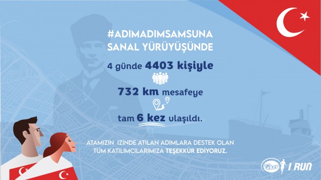 Binlerce kişi “Atatürk’ün izinde #AdımAdımSamsuna”